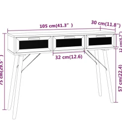 Clearance Wandtafel 105x30x75 cm massief grenenhout en natuurlijk rattan Tafels