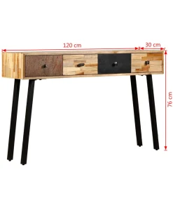 New Wandtafel 120x30x76 cm massief gerecycled teakhout Tafels