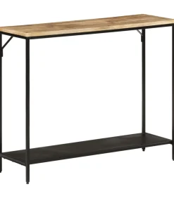Discount Wandtafel 90x30x75 cm massief ruw mangohout en ijzer Tafels