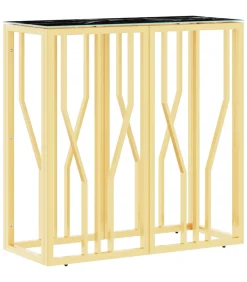 Discount Wandtafel 70x30x70 cm roestvrij staal en glas goudkleurig Tafels