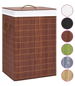 Best Wasmand met 2 vakken 72 L bamboe bruin Manden En Bakken