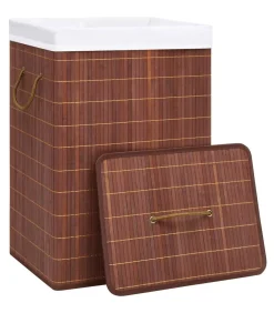 Best Wasmand met 2 vakken 72 L bamboe bruin Manden En Bakken