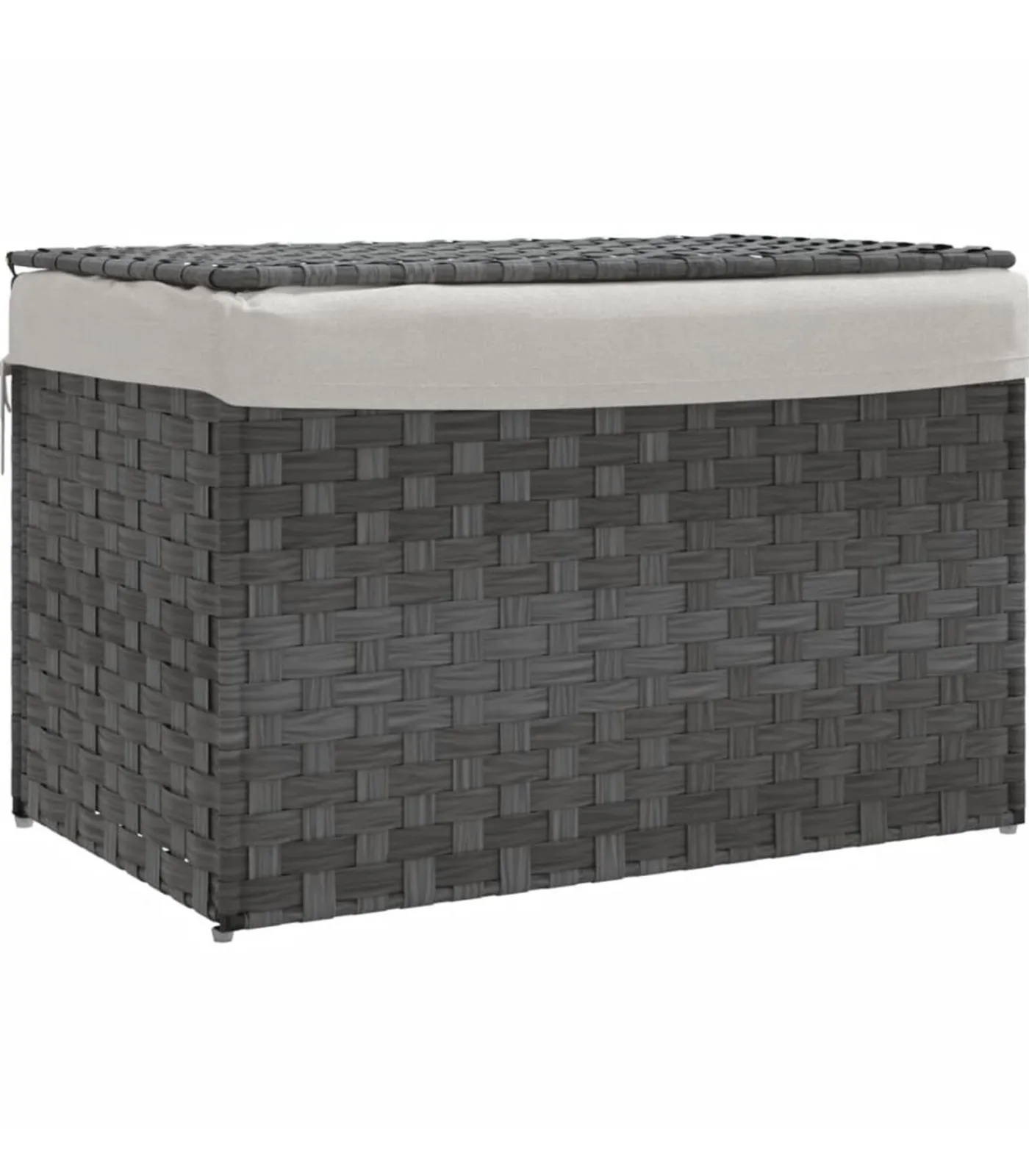 Hot Wasmand met deksel 55,5x35x34 cm poly rattan grijs Manden En Bakken
