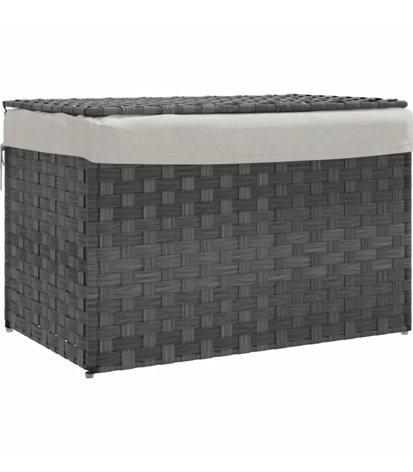 Hot Wasmand met deksel 55,5x35x34 cm poly rattan grijs Manden En Bakken