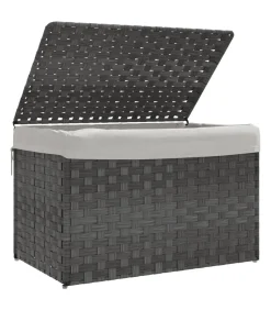 Hot Wasmand met deksel 55,5x35x34 cm poly rattan grijs Manden En Bakken