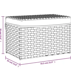 Hot Wasmand met deksel 55,5x35x34 cm poly rattan grijs Manden En Bakken