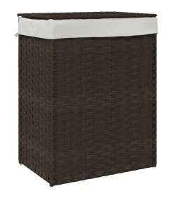 Sale Wasmand met deksel 46x33x60 cm poly rattan donkerbruin Manden En Bakken