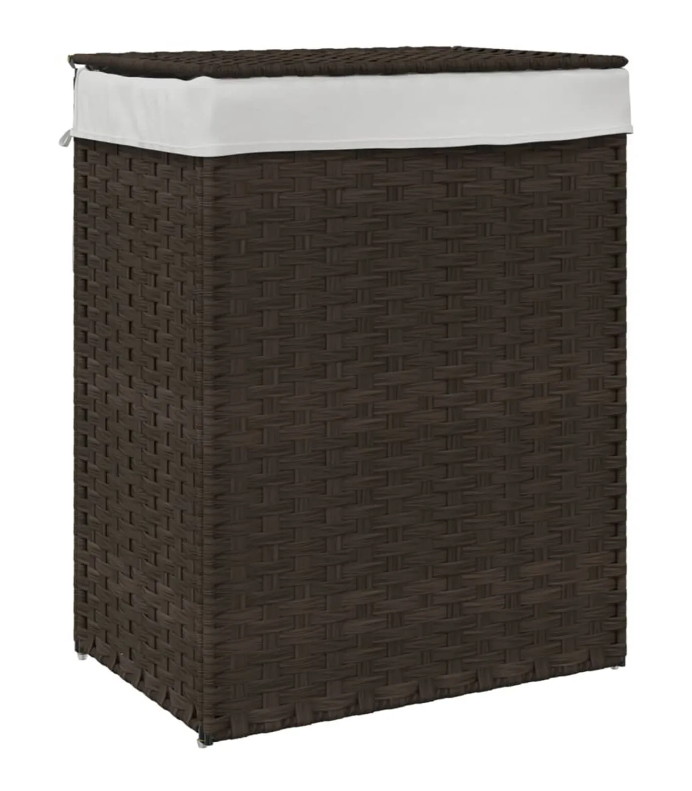 Sale Wasmand met deksel 46x33x60 cm poly rattan donkerbruin Manden En Bakken