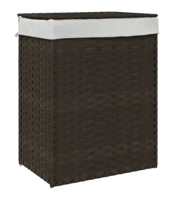 Sale Wasmand met deksel 46x33x60 cm poly rattan donkerbruin Manden En Bakken