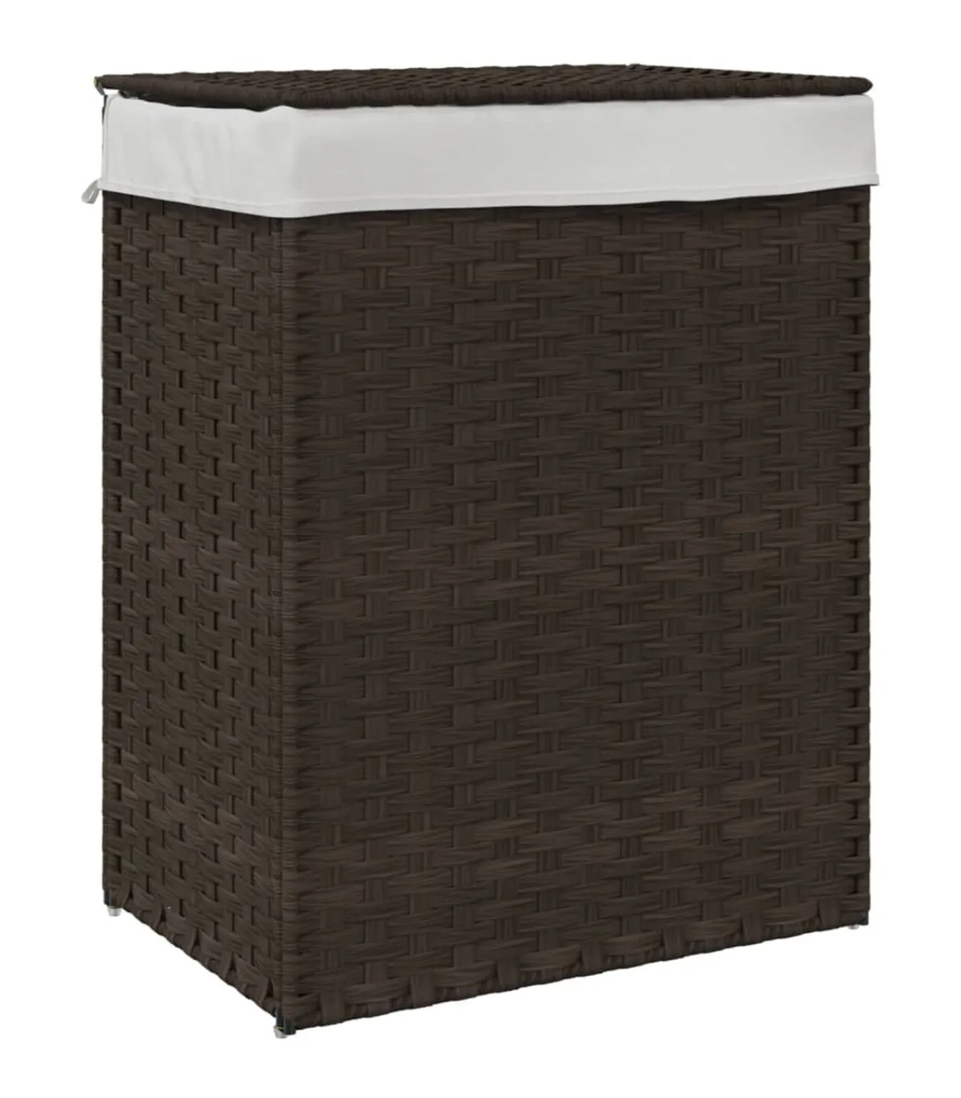 Sale Wasmand met deksel 46x33x60 cm poly rattan donkerbruin Manden En Bakken