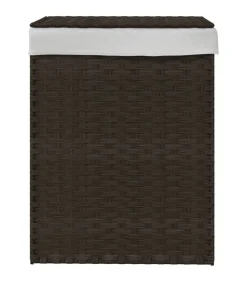 Sale Wasmand met deksel 46x33x60 cm poly rattan donkerbruin Manden En Bakken