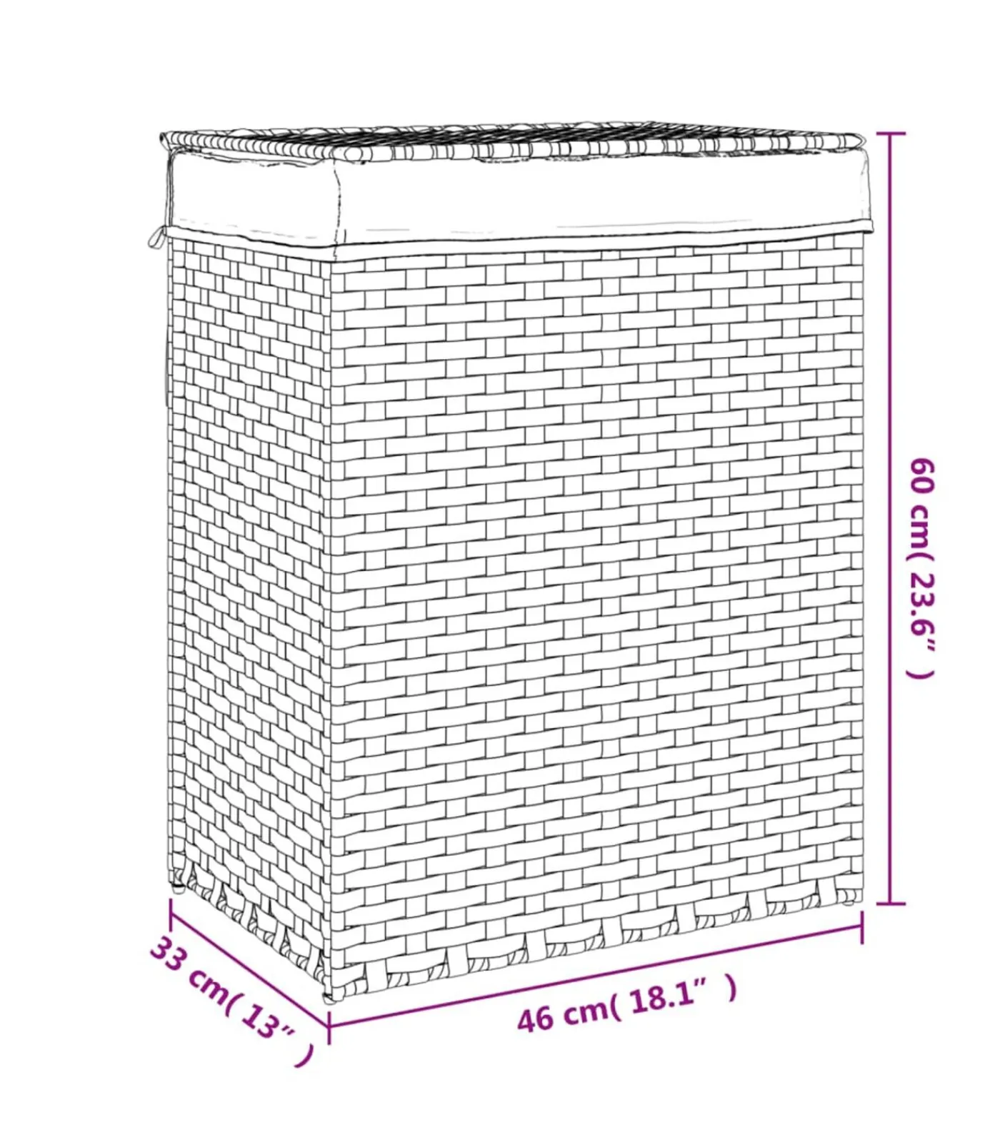 Sale Wasmand met deksel 46x33x60 cm poly rattan donkerbruin Manden En Bakken