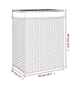 Sale Wasmand met deksel 46x33x60 cm poly rattan grijs Manden En Bakken