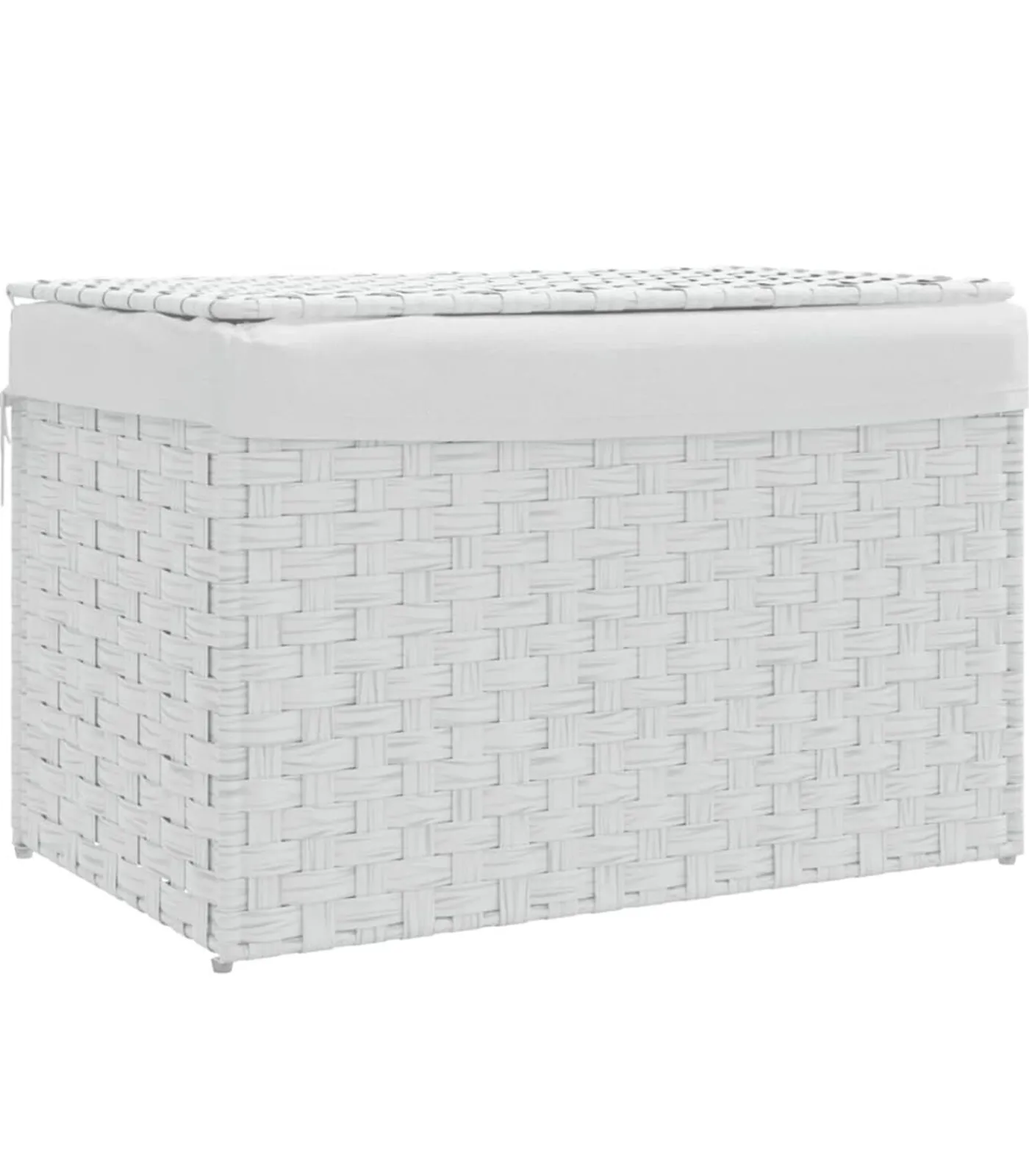 Outlet Wasmand met deksel 55,5x35x34 cm poly rattan wit Manden En Bakken