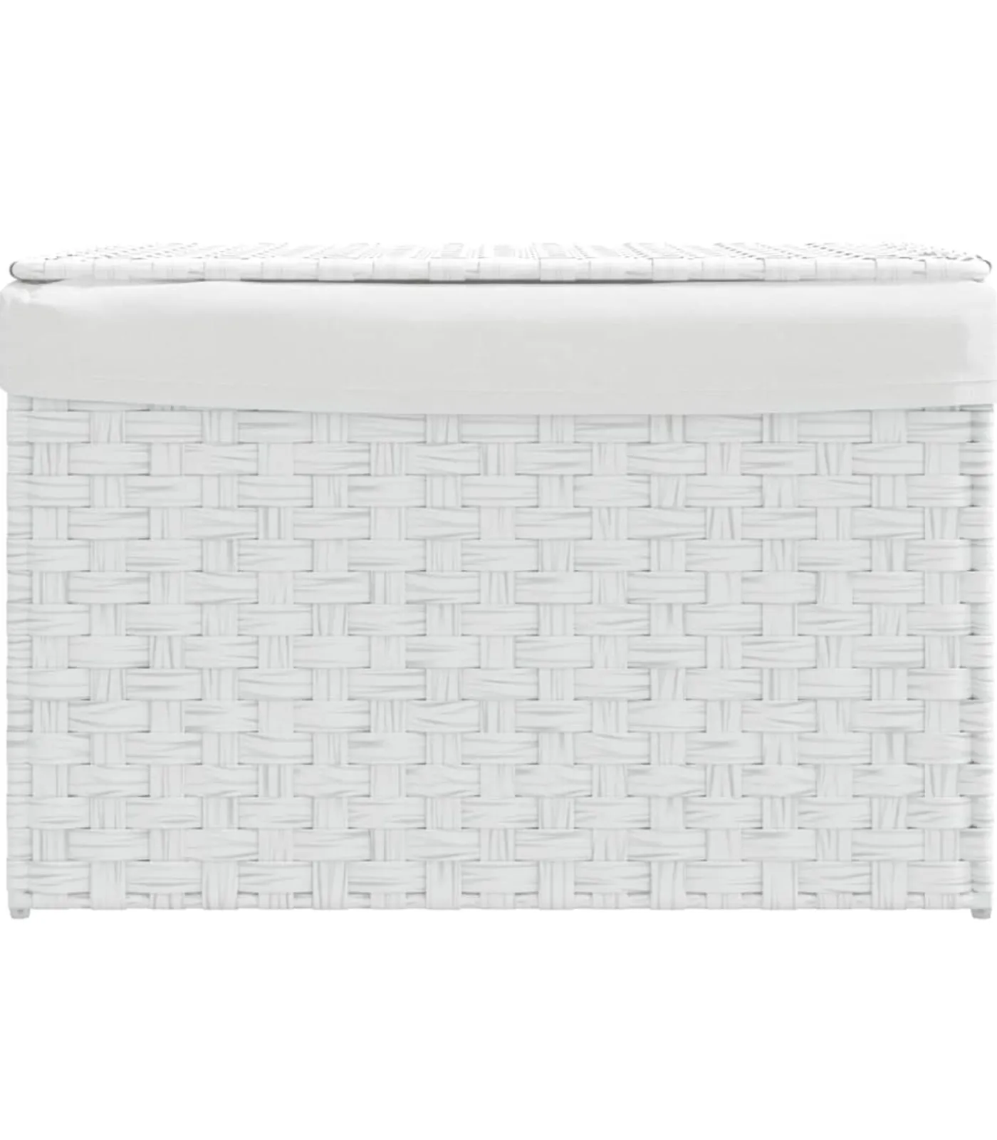 Outlet Wasmand met deksel 55,5x35x34 cm poly rattan wit Manden En Bakken