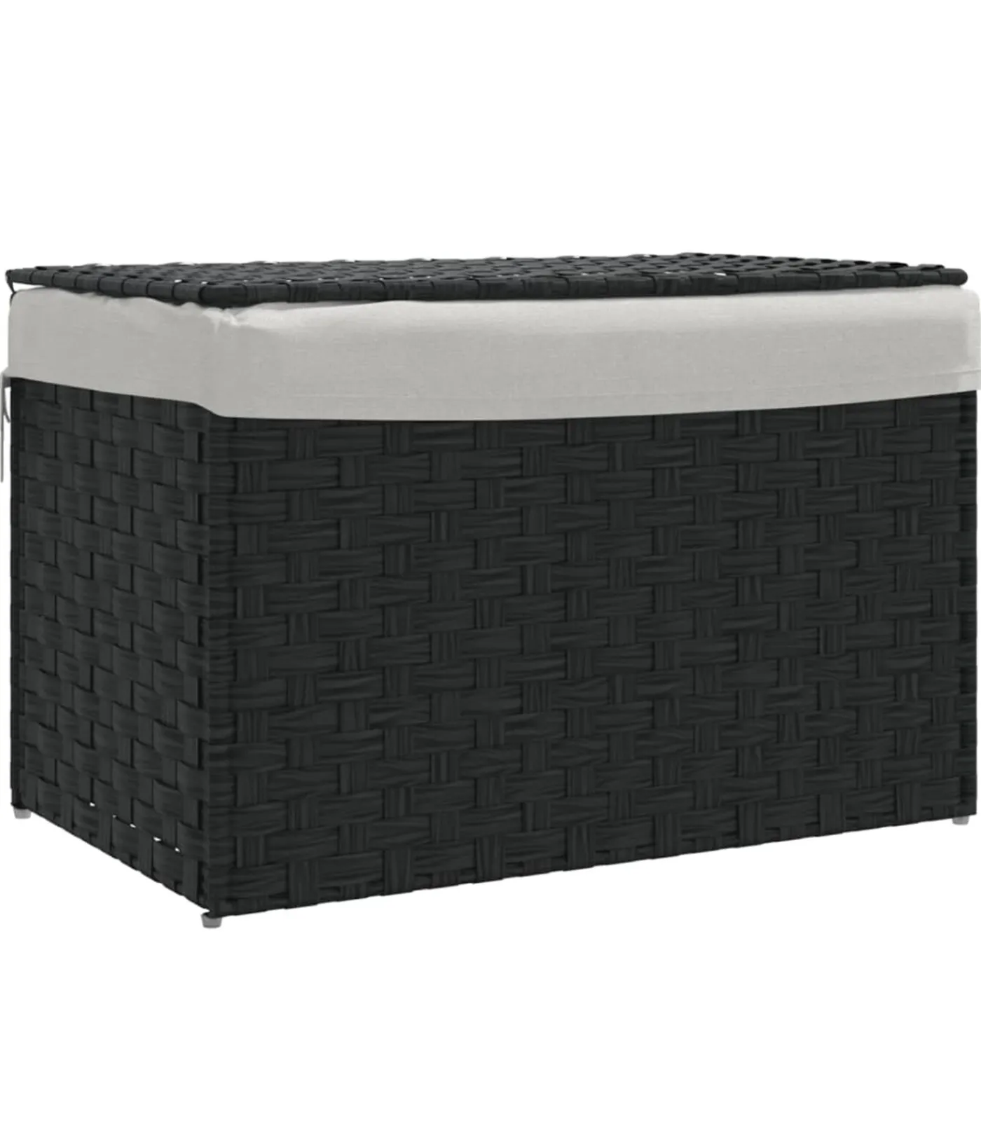 Sale Wasmand met deksel 55,5x35x34 cm poly rattan zwart Manden En Bakken