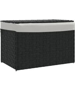 Sale Wasmand met deksel 55,5x35x34 cm poly rattan zwart Manden En Bakken