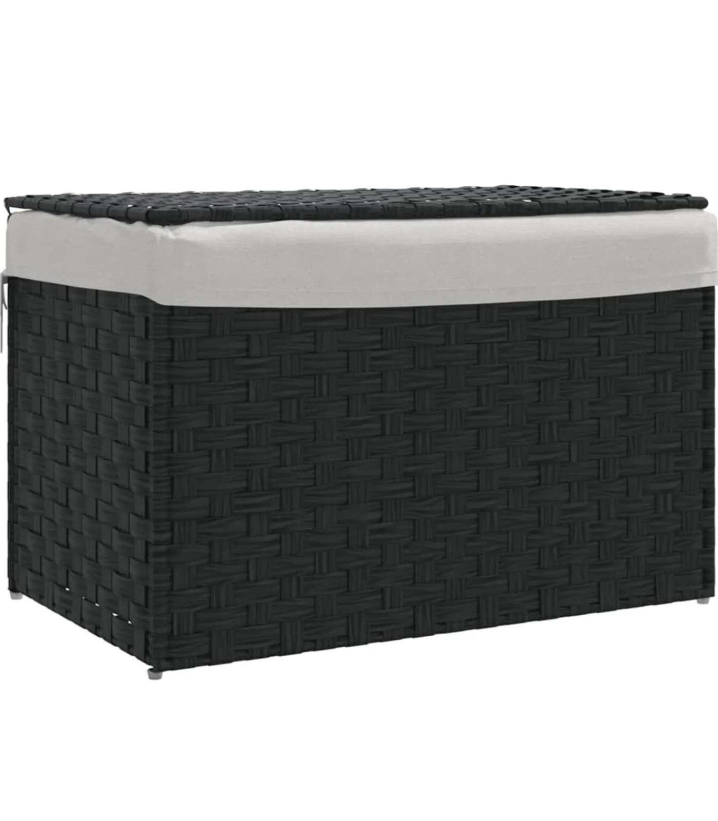 Sale Wasmand met deksel 55,5x35x34 cm poly rattan zwart Manden En Bakken