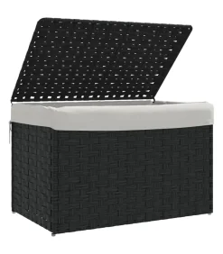 Sale Wasmand met deksel 55,5x35x34 cm poly rattan zwart Manden En Bakken