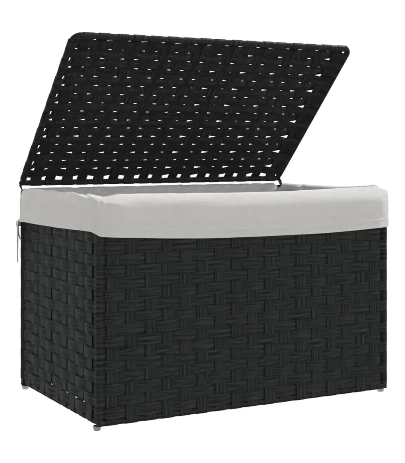 Sale Wasmand met deksel 55,5x35x34 cm poly rattan zwart Manden En Bakken