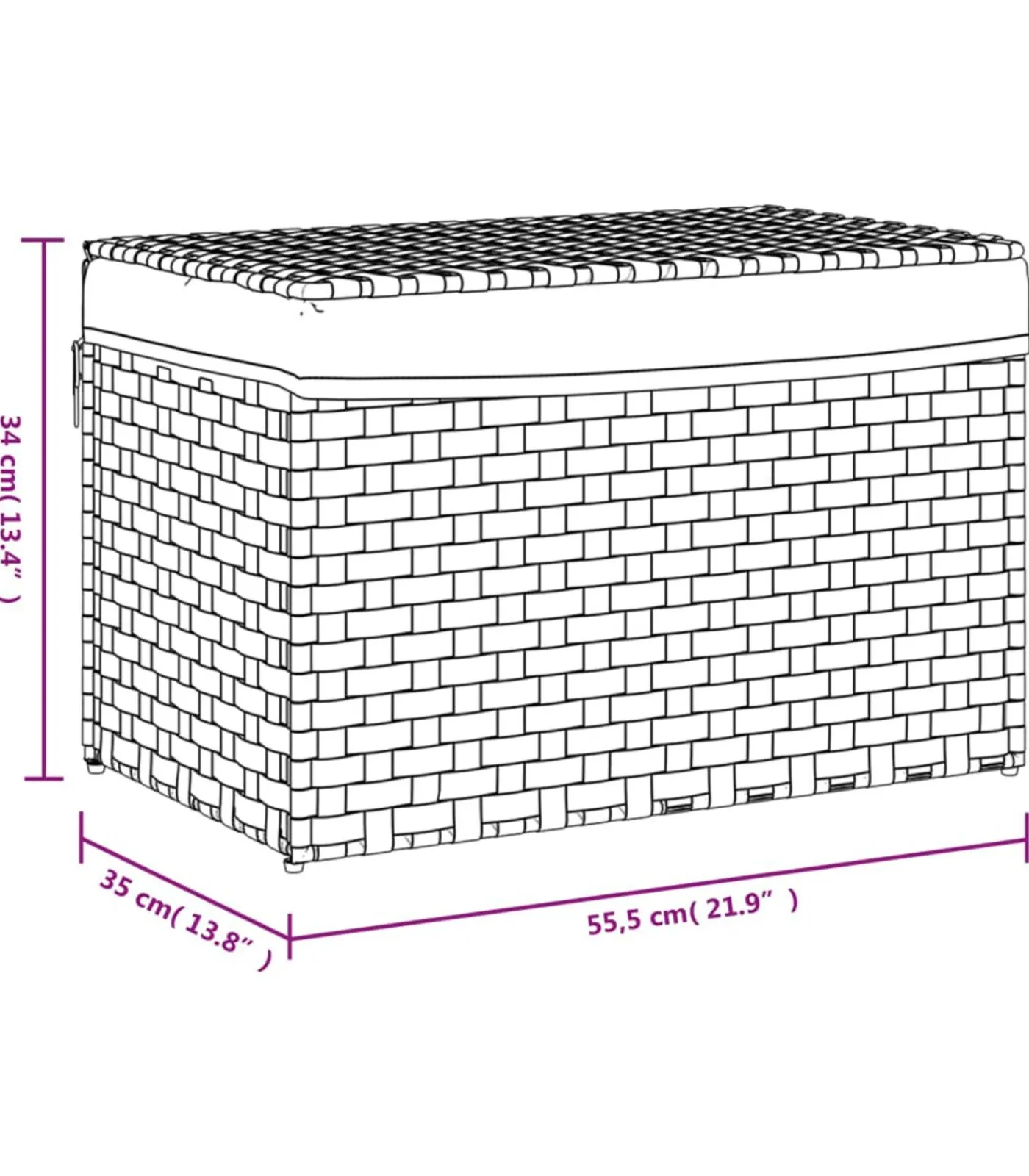 Sale Wasmand met deksel 55,5x35x34 cm poly rattan zwart Manden En Bakken