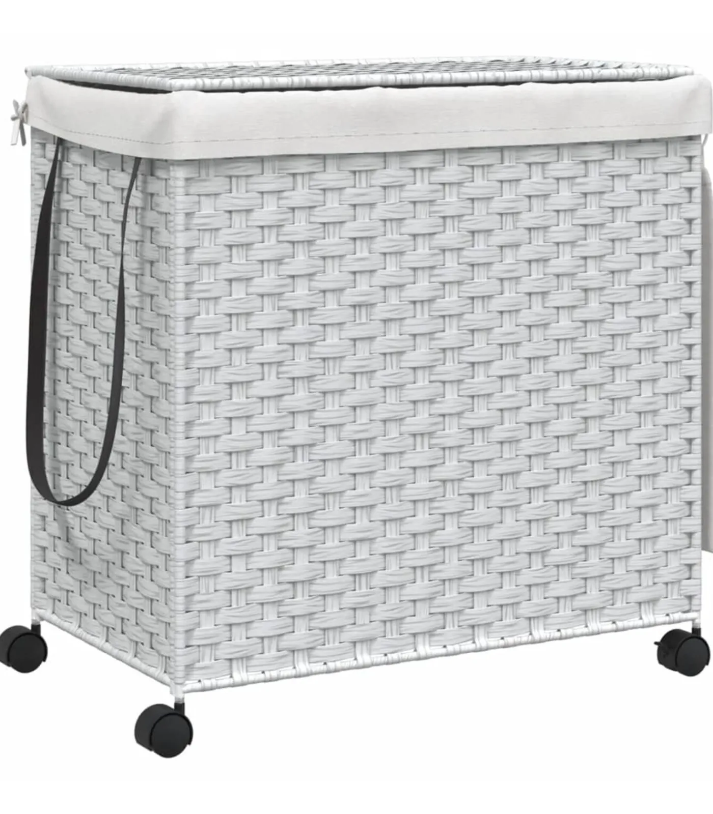 Clearance Wasmand op wielen 60x35x60,5 cm rattan wit Manden En Bakken