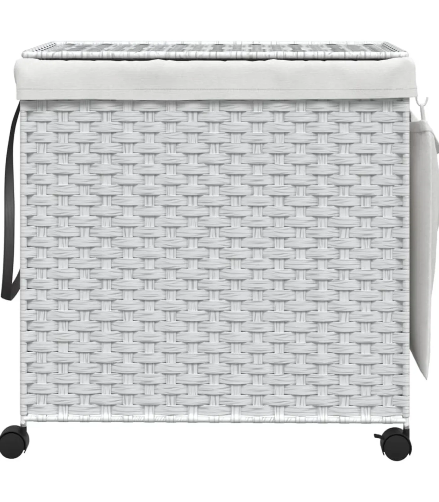 Clearance Wasmand op wielen 60x35x60,5 cm rattan wit Manden En Bakken