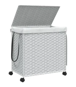 Clearance Wasmand op wielen 60x35x60,5 cm rattan wit Manden En Bakken