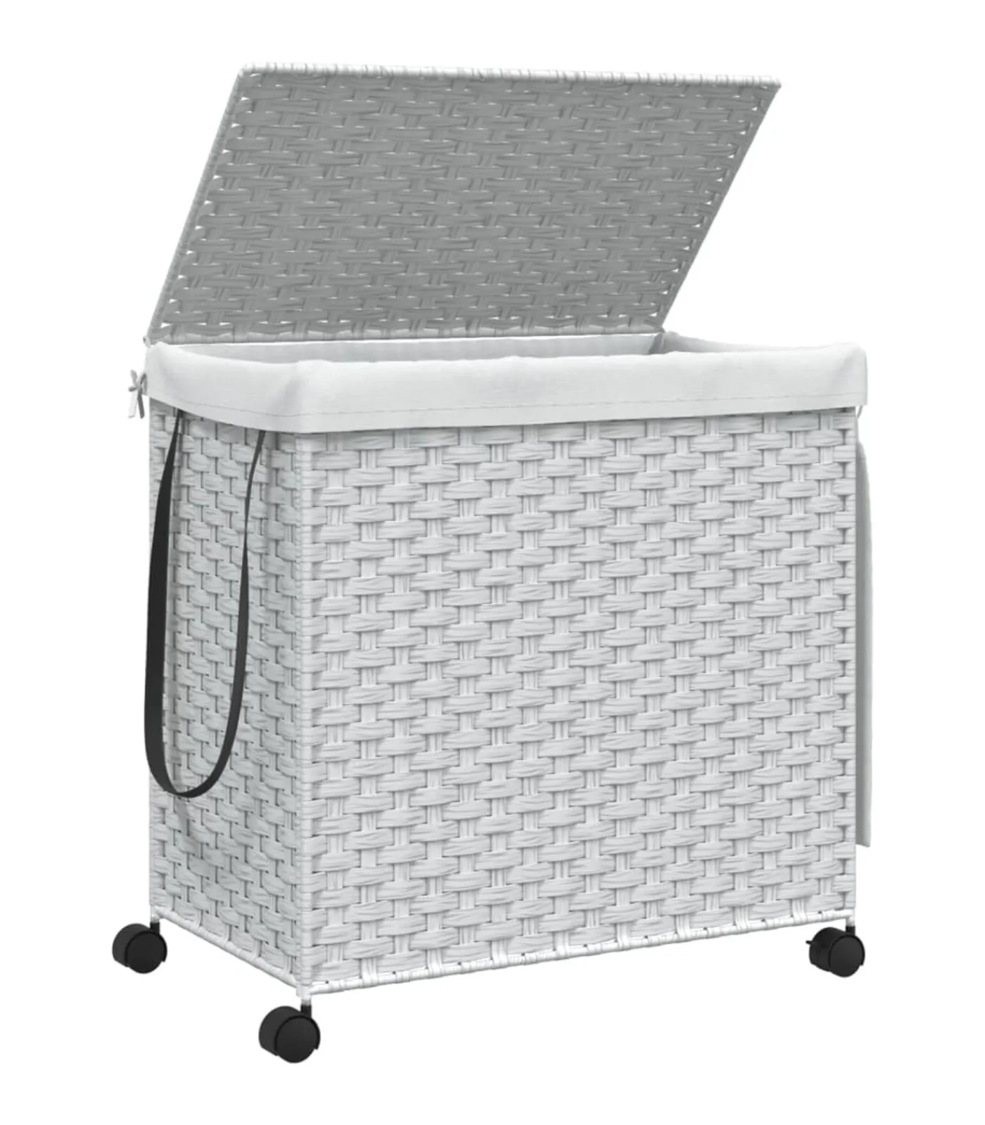Clearance Wasmand op wielen 60x35x60,5 cm rattan wit Manden En Bakken