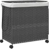 Clearance Wasmand op wielen 60x35x60,5 cm rattan grijs Manden En Bakken