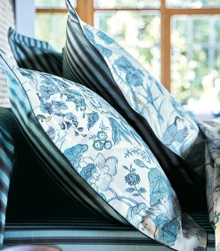 Online WATER GARDEN Bleu - Hoeslaken Satijn katoen Hoeslakens