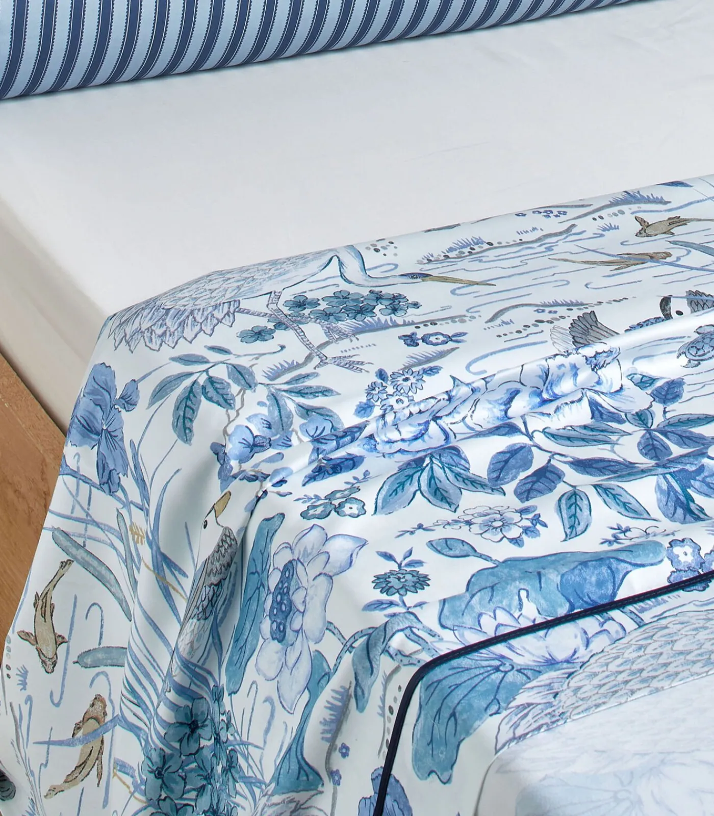 Clearance WATER GARDEN Bleu - Laken Satijn katoen Lakens