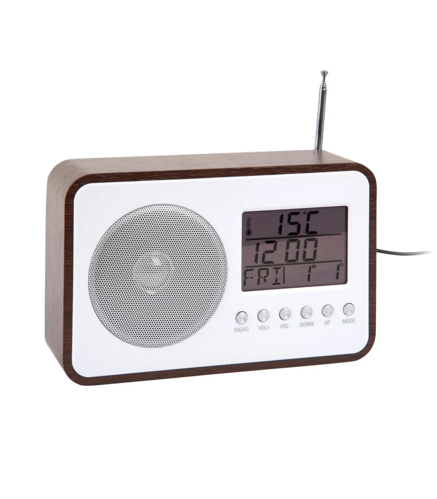 Discount Wekker Fm Radio - Donker hout - 19.2x6.6x12.5cm Klokken