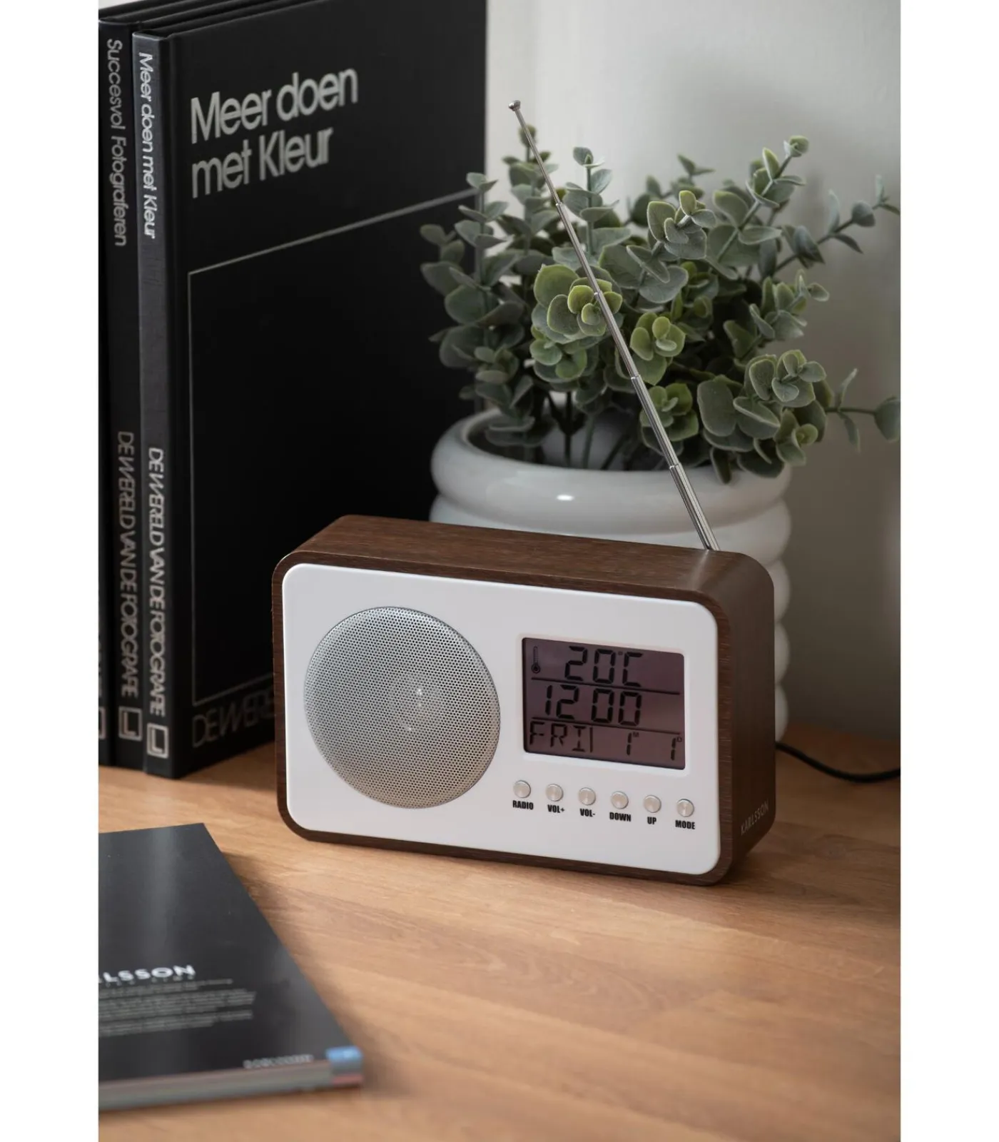 Discount Wekker Fm Radio - Donker hout - 19.2x6.6x12.5cm Klokken