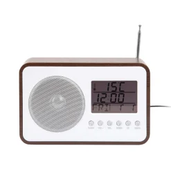 Discount Wekker Fm Radio - Donker hout - 19.2x6.6x12.5cm Klokken
