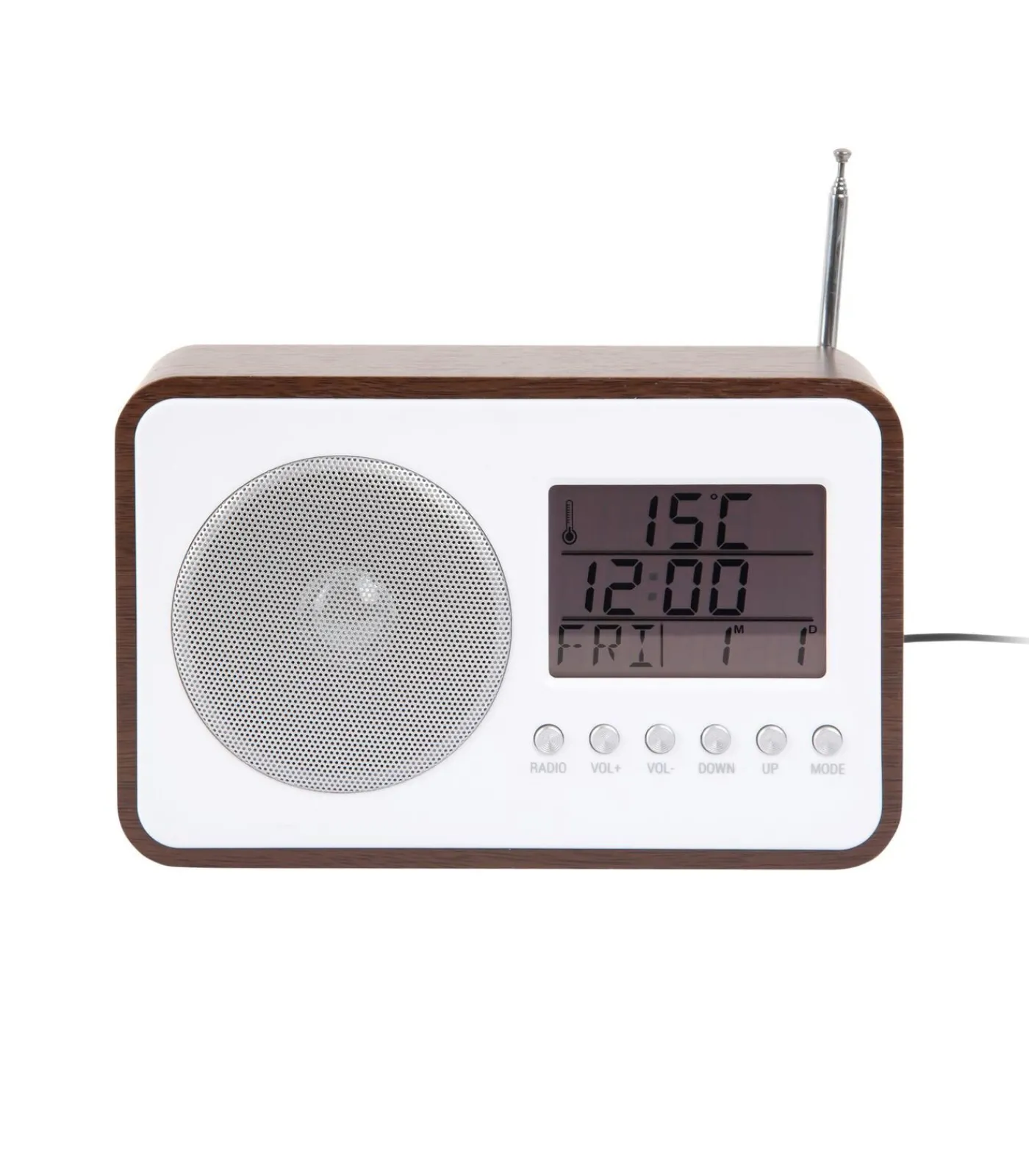 Discount Wekker Fm Radio - Donker hout - 19.2x6.6x12.5cm Klokken