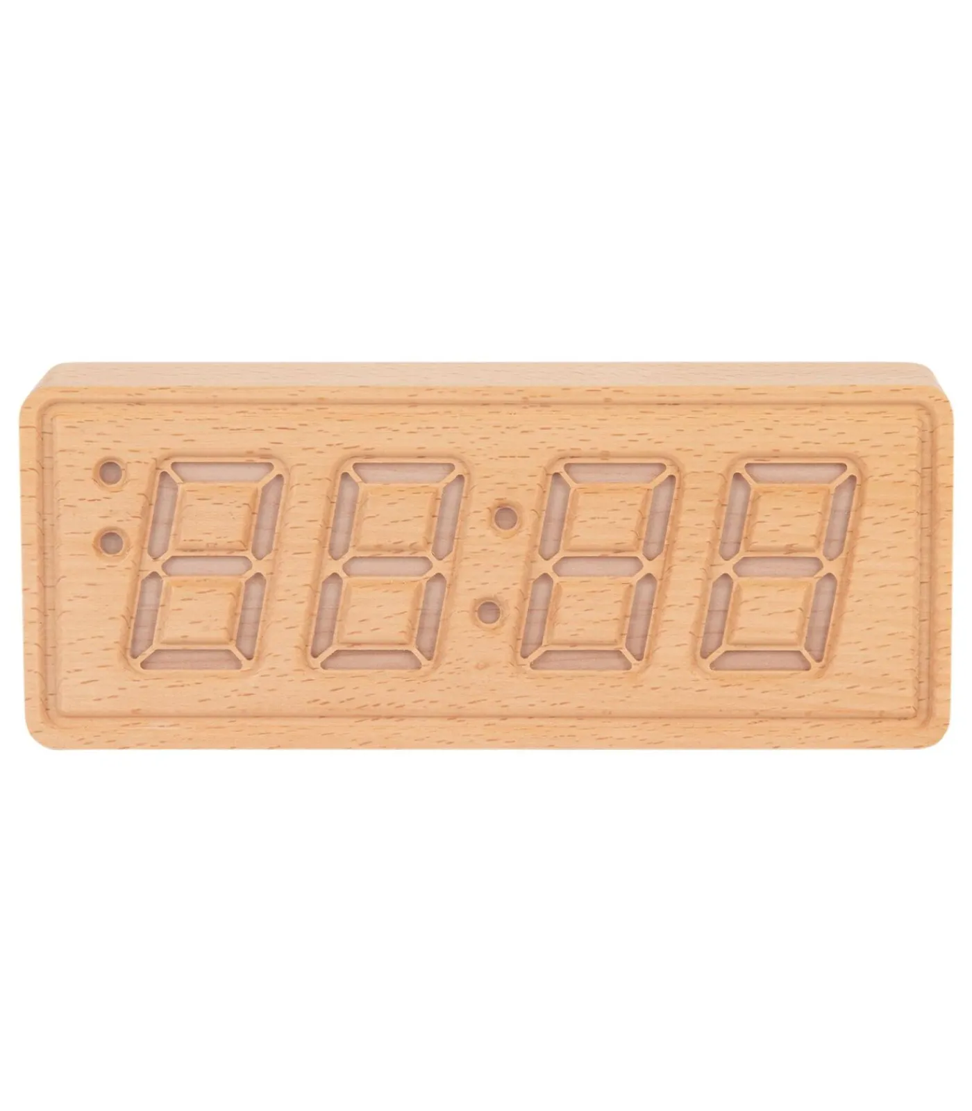 Discount Wekker Solid Wood Engraved - Lichthout - 20x4.5x8cm Klokken