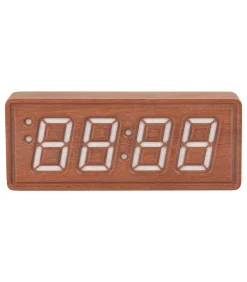 Discount Wekker Solid Wood Engraved - Donkerhout - 20x4.5x8cm Klokken