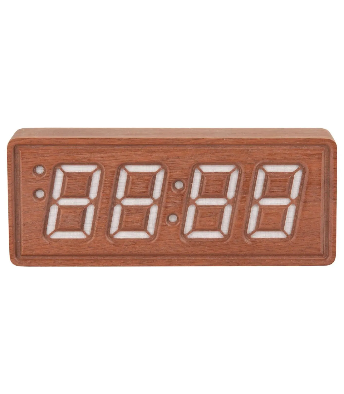 Discount Wekker Solid Wood Engraved - Donkerhout - 20x4.5x8cm Klokken