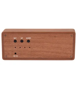 Discount Wekker Solid Wood Engraved - Donkerhout - 20x4.5x8cm Klokken