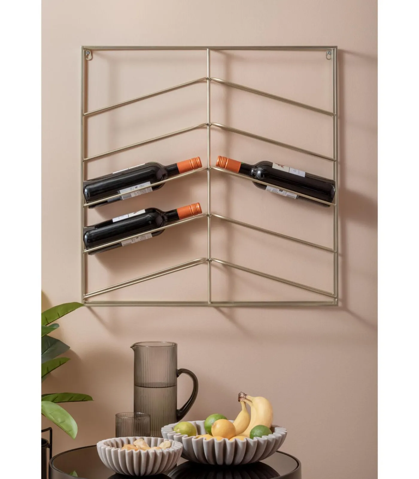 Best Wijnrek Cuadro - Lichtgoud - 67x7.5x66cm Keukenaccessoires