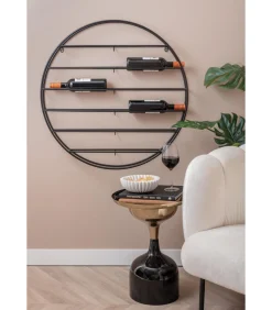 Best Wijnrek Redondo - Zwart - 80x9x80cm Keukenaccessoires