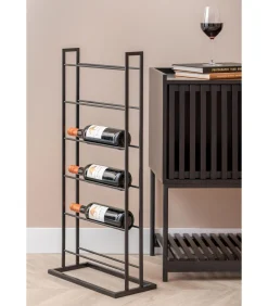 Outlet Wijnrek Single Floor - Zwart - 38x20x84.5cm Keukenaccessoires