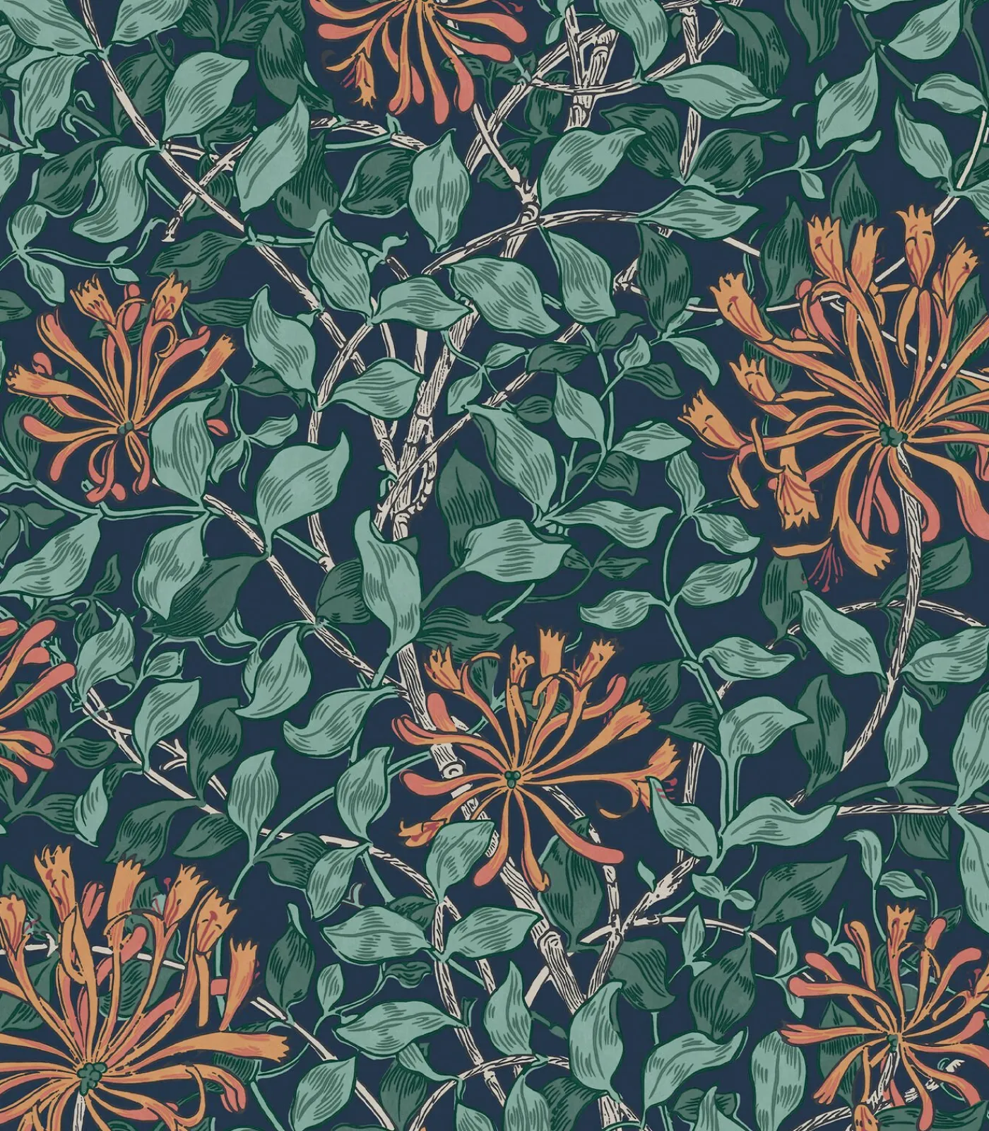 Hot Vliesbehang - Honeysuckle Tidewater Blue - 1000x52 Wanddecoratie