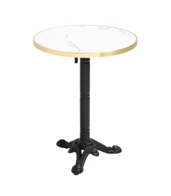 Online Witte marmeren liggende terrastafel van 60 cm en 2 blauwe stoelen Tuinmeubelen