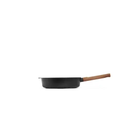 Discount EcoLogic QXR Hapjespan inductie met houten vaste greep - Ø280mm - H 70mm - Zwart Potten & Pannen