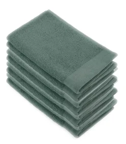 Online 8x Soft Cotton Gastendoekjes Legergroen Handdoeken