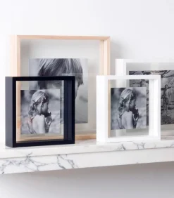 Outlet Square Floating Box Fotolijst - In Hout - Wit - Fotoformaat 20x20cm Fotolijsten