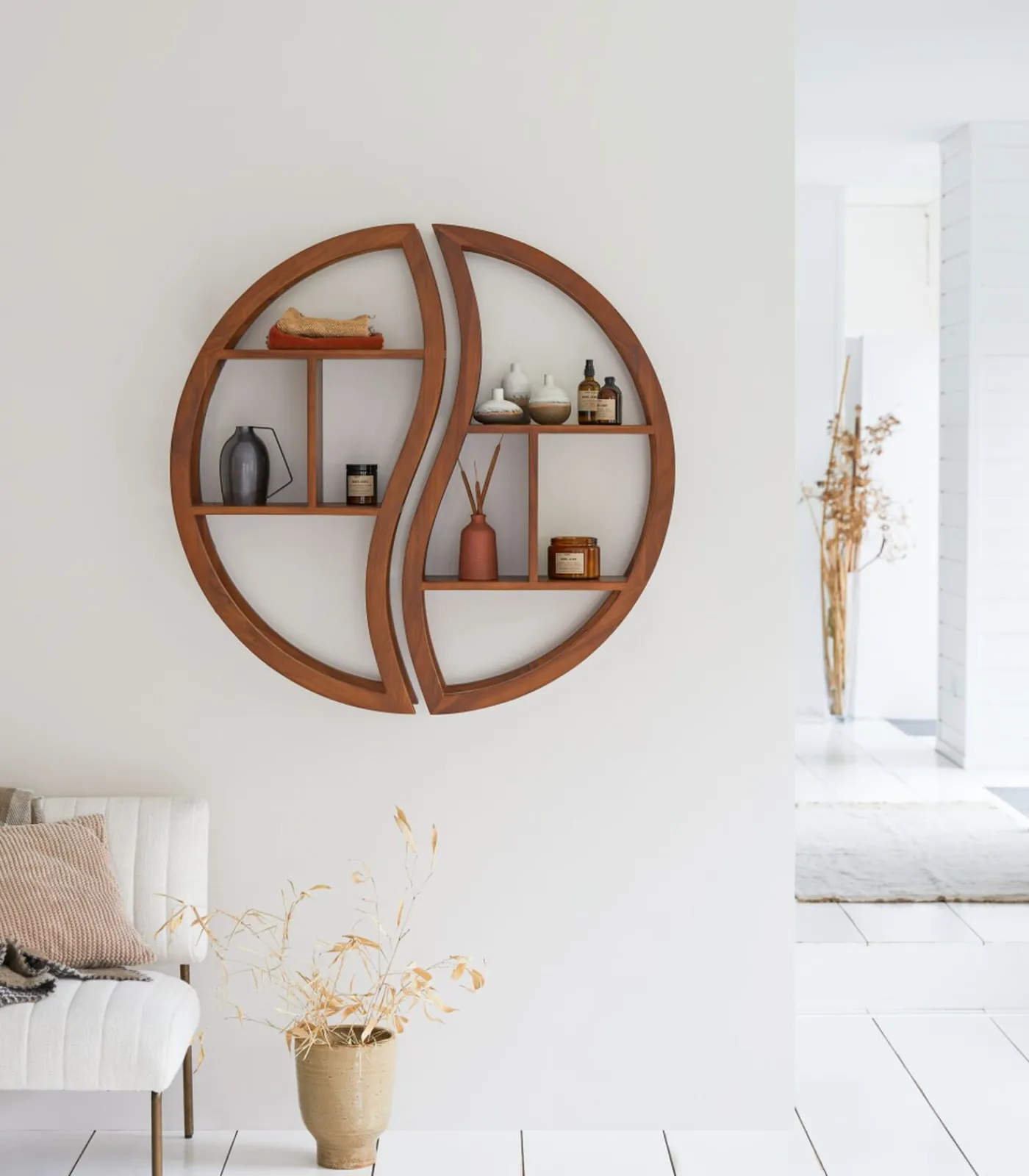 Online Ying Yang - Wandplank van massief teakhout Meubels