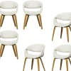 Outlet Yossi Eetkamerstoelen Houten Naturel Poot - Naturel - Set van 6 Stoelen